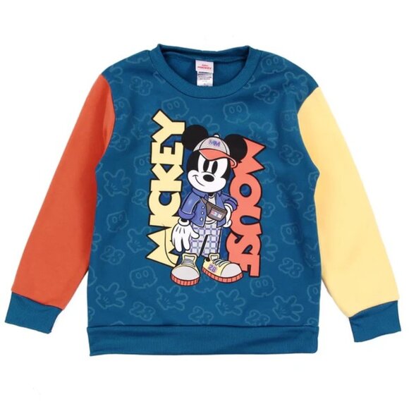 MICKEY MOUSE Boys Pullover Crewneck Fleece Sweatshirt - Picture 1 of 6